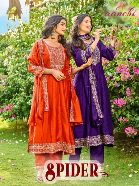 Spider By Aanchi Vichitra Silk Wholesale Anarkali Kurtis Set Suppliers In India